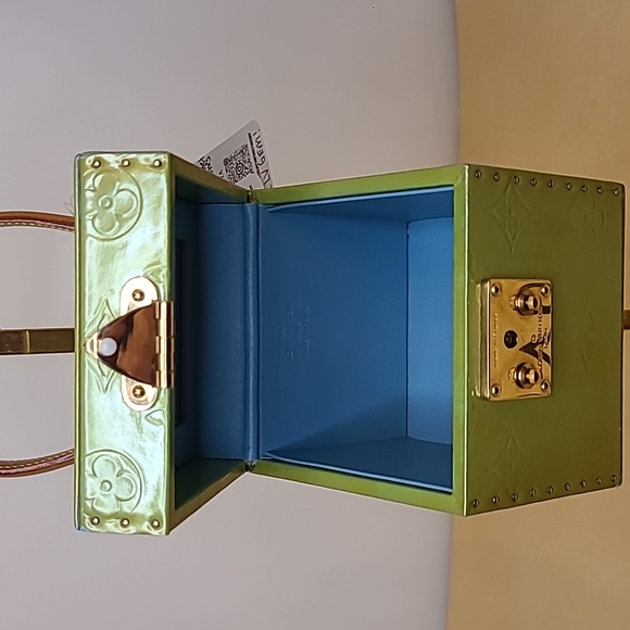 LOUIS VUITTON VINTAGE 1998 MONOGRAM VERNIS BLEECKER POUCH GREEN/BLUE STUNNING! - Picture 13 of 17